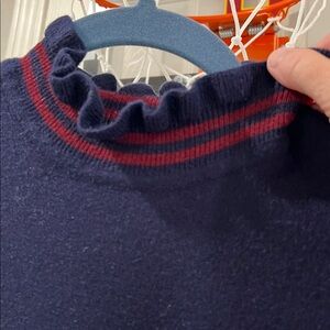 Moth (Anthropologie) navy ruffle neck sweater - EUC - size S